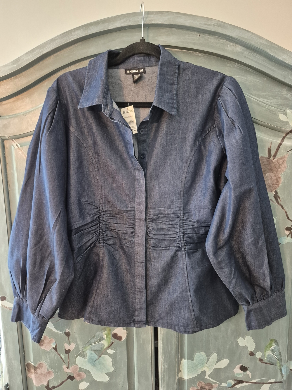 18 CENTIMETERS Denim Button-Up Shirt with Gathered Waist